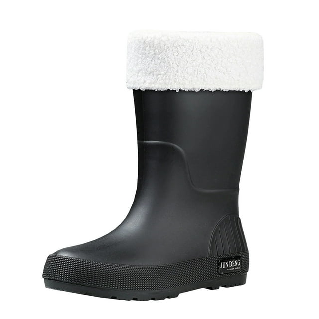 Women's Removable Inner Lining Waterproof Comfortable Heightened Tube Rain Boots for Autumn and Winter.
