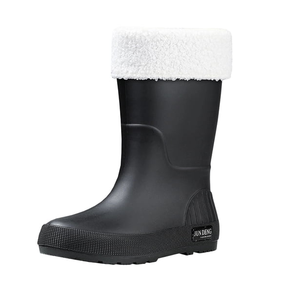 Women's Removable Lined Waterproof Comfortable Height Increasing Heel Mid Calf Rain Boots