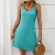 thumbnail image 5 of Sexy Vestido Casual para las Mujeres Vestido de Cuello Redondo sin Mangas de Color Sólido, Moda de Verano de Poliéster Ligero, 5 of 7