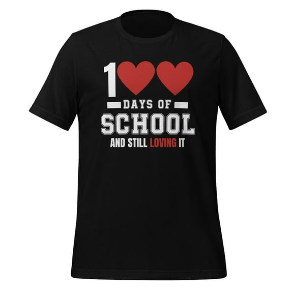 Cute 100 Days of School and Still Loving It Hearts 100th Day T-Shirt, Hearts 100 Days of School Shirt, 100 Days of School Shirt (Black, S)