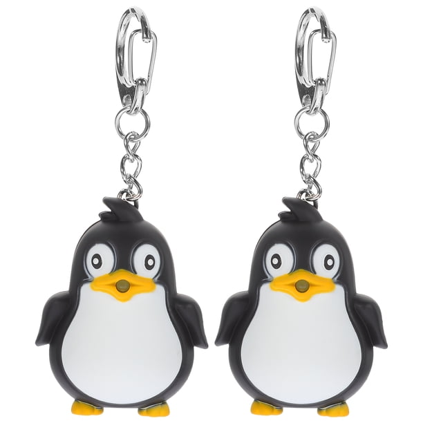 2 uds llaveros de pingüino negro LED luminoso llavero de sonido llavero brillante decoración artesanal adornos regalo