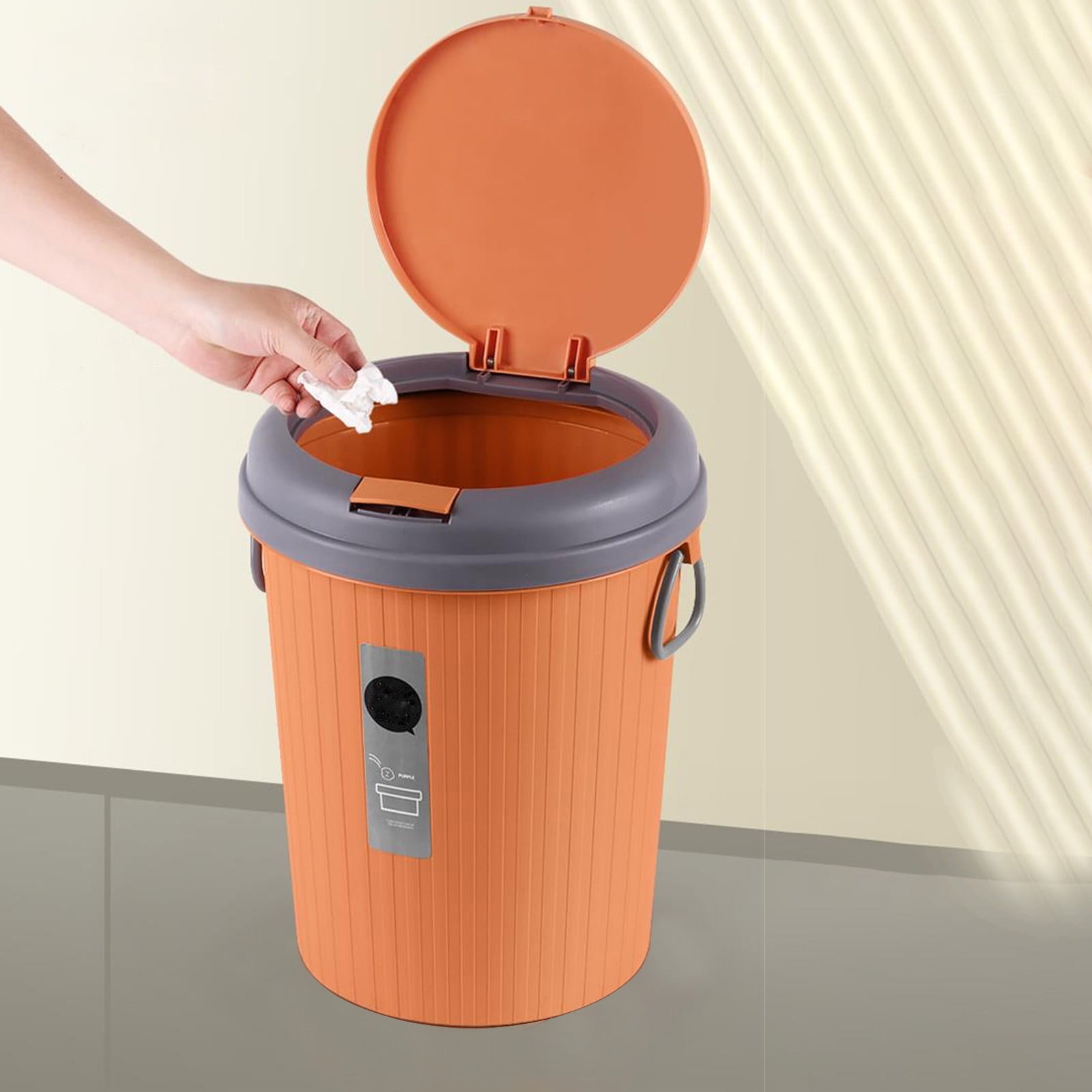 Bwiyojiz Kitchen Utensils Bathroom Trash Can Large Capacity 6L Living Room Round Thickened, Gifts for Friend, Orange