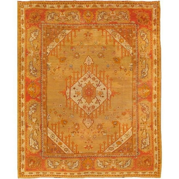 Pasargad Home Antique Oushak Collection Gold Lamb's Wool Area Rug-10' 4" X 12'11"