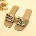 thumbnail image 4 of Sandalias de Deslizamiento de las Mujeres una Correa de la Cadena de Oro Mulas, Sandalias de las Mujeres Cómodas Casual Playa Verano, 4 of 9