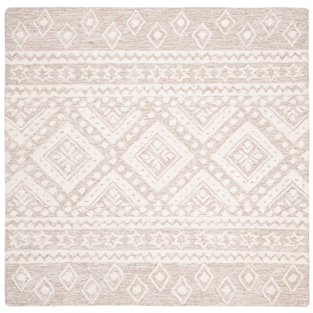 SAFAVIEH Micro-Loop Regis Geometric Area Rug, Beige/Ivory, 3' x 5'