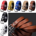 thumbnail image 6 of Boys Girls Vintage Retro Thin Waist Strap Children Leather Belt Pin Buckle Waistband Trouser Dress Belts YELLOW, 6 of 8