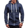 thumbnail image 3 of Men's Solid Color Zip Up Hoodie Classic Winter Hooded Sweatshirt Jacket Coat Top, 3 of 4