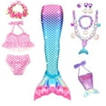 thumbnail image 1 of Maillot de Bain Fille Été Bikini Queue de Poisson Mode Plage Paréos pour Filles Bleu 6-7 Ans, 1 of 2