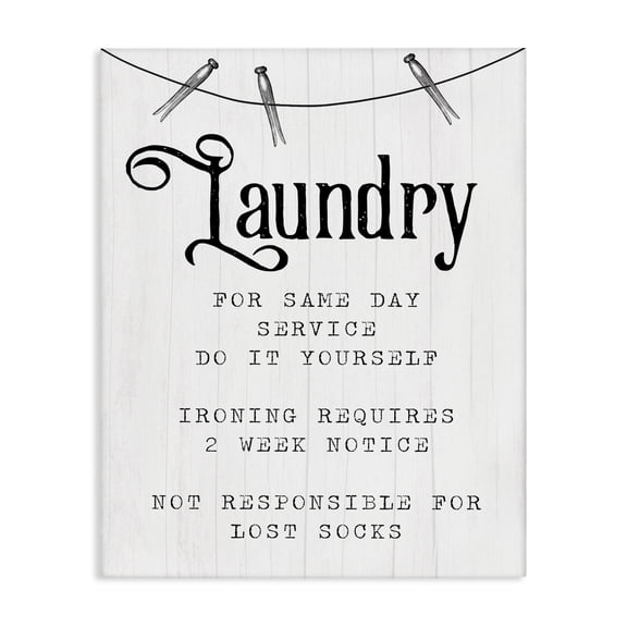 Stupell Industries Cottage Laundry Room Funny Warning Canvas Art, 16 x 20, by Lil' Rue