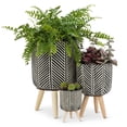 thumbnail image 4 of Black And White Herringbone Pattern Tripod Planter, 4 of 4
