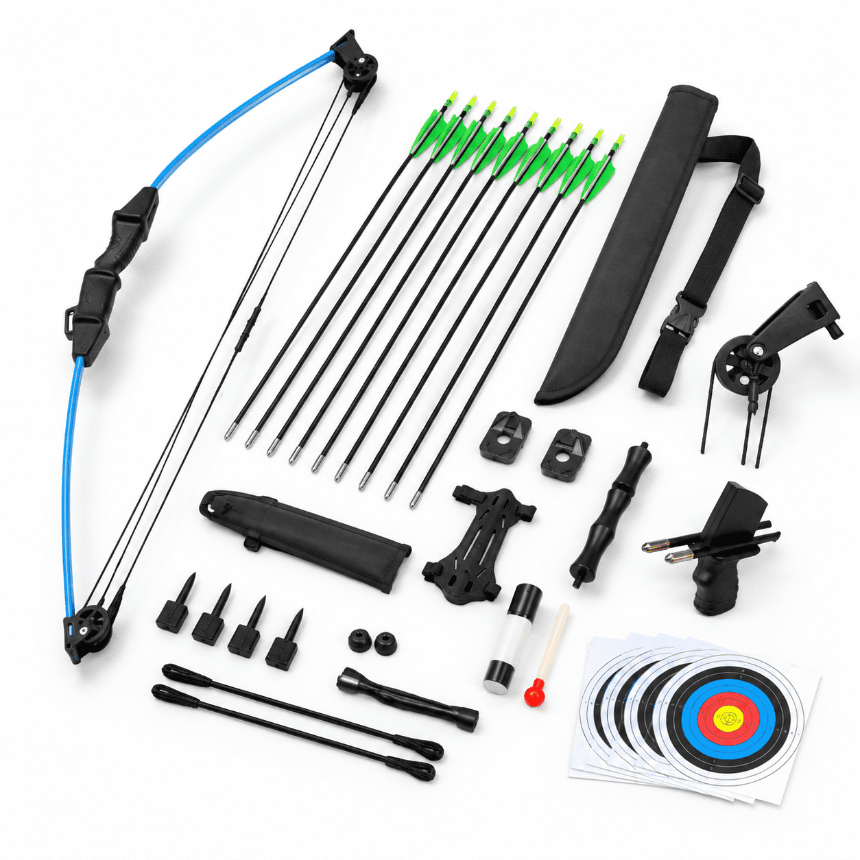 Blue Beginner Compound Bow And Arrow Set For Teens Outdoor Archery