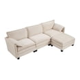 thumbnail image 4 of Hommoo 107-inch Cotton-Linen Velvet Texture L-shaped Sectional Sofa, 3 Seats Corner Sofa Set with Ottoman & Side Bag, Beige, 4 of 8