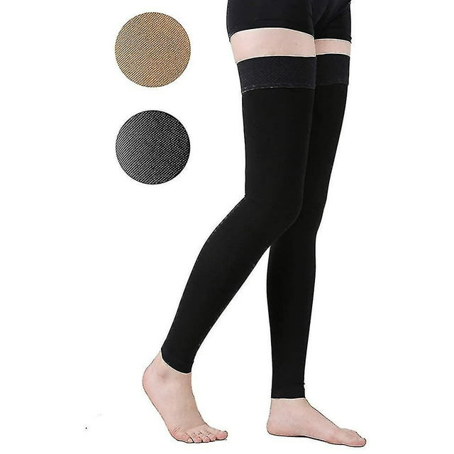 Bas de compression haut de cuisse sans pied, chaussettes de compression 20-30mmhgx-large20-30mmhg sans pied noir