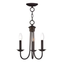 3 Light Bronze Mini Chandelier with Steel base material