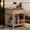 Natural, variant on Vintage style bedside table with drawers and open shelves, suitable for the bedroom, bedside table with swivel legs and metal handles,