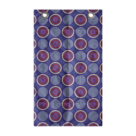 Geometric Hanging Pocket Organizer, Retro Inspired Symmetric Pattern with Abstract Rounds and Circles, Printed Polyester Storage Bag with Pockets, 21" x 31", Dark Violet Multicolor