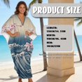 thumbnail image 7 of Xoenoiee Cherry Blossom Sea Waves Print Kaftan Dress for Women Plus Size Caftan Maxi Beach Dress V-Neck Moo Moos Loungewear Summer Swimsuit Cover Up for Pool Vacation, 7 of 7
