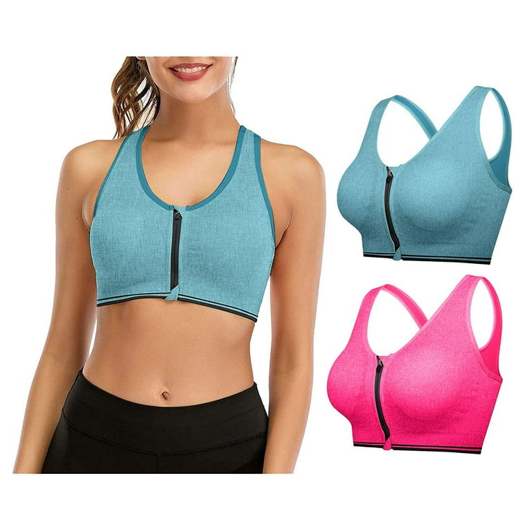 SELONE Sports Bras for Women No Underwire Front Closure Front Clip Zip  Front Front Snap Zip Up High Impact Sports Mesh Front Hook Close Front  Opening Closing Zipper Without Steel Rring Shoulder