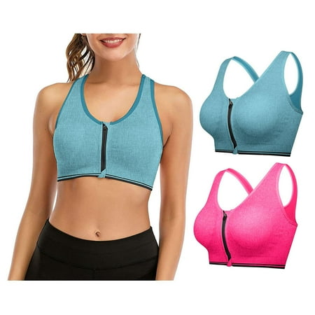 

hgsbede Women Sports Bra Front Opening Closing Zipper without Steel Rring Mesh Shoulder