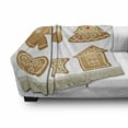 thumbnail image 3 of Gingerbread Man Soft Flannel Fleece Throw Blanket, Pastry Design Graphic Cookies in Different Shapes Tasty Goodies, Cozy Plush for Indoor and Outdoor Use, 60" x 80", Multicolor, by Ambesonne, 3 of 6