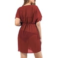 thumbnail image 4 of HAPPY BAY Women's Beachwear Summer Swim Beach Cover ups for Swimwear Bikini Sheer Chiffon Cover up V Neck Dress Bathing Suit Swimsuit Coverups for Women XL-XXL Solid Plain Maroon, 4 of 6