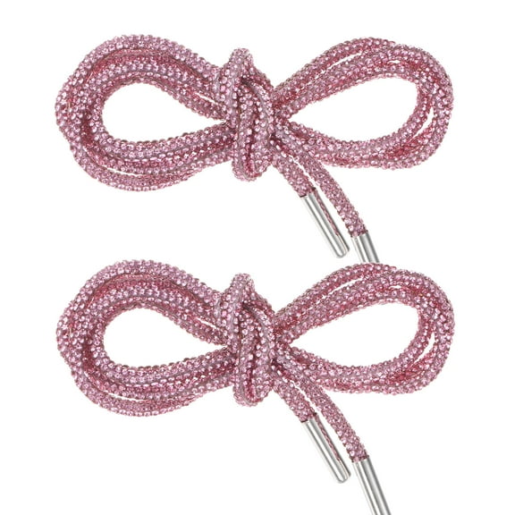 Uxcell 1-Pair Rhinestone Shoelaces 39" Crystal Cords for Sneakers Pink