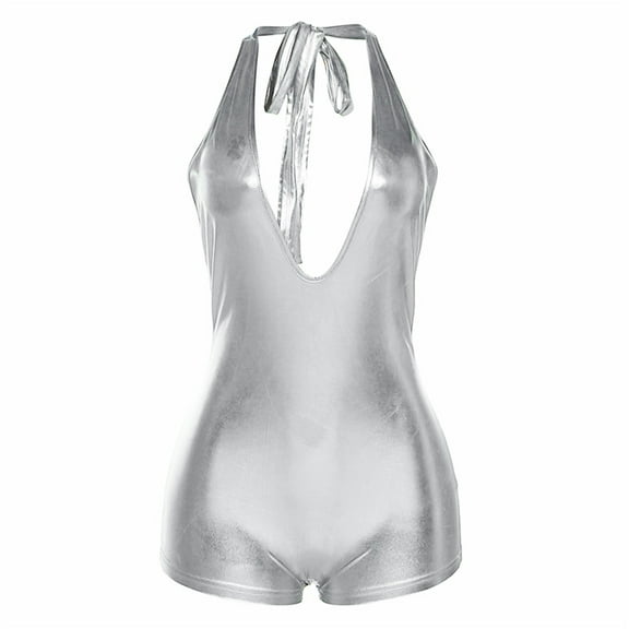 Spring And Autumn New Women’s Backless Jumpsuit High Elasticity Shiny Catsuit Sexy Tight Fitting Bodysuit With Lift Feature