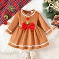 thumbnail image 2 of CAIVO Casual Girls Long Sleeve Party Dress With Elegant Bow Detail Toddler Baby Outfits Kids Comfort Clothes Sets Solid Color, 2 of 8