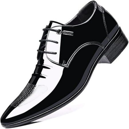 Men s Glitter Faux Patent Leather Tuxedo Derby Dress Shoes Modern Lace-up Formal Oxford