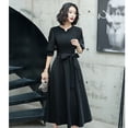 thumbnail image 3 of Vestido de noche negro para mujer, elegante, de largo medio, sencillo y generoso, para banquetes, talla grande, 3 of 6
