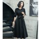 thumbnail image 5 of Vestido de noche negro para mujer, elegante, de largo medio, sencillo y generoso, para banquetes, talla grande, 5 of 6