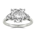 thumbnail image 4 of Blue Jewel 14K White Gold Plated Diamond Rings - Excellent 2 Ct Heart Cut Lab Created Simulated Diamond Ring - 3 Stone Diamond Ring for Her - Heart Solitaire with Round Accent Ring for women's, 4 of 10