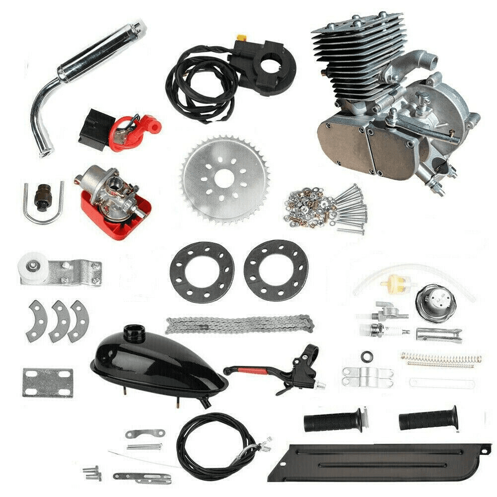 YIYIBYUS Bike Engine Motor Kit 100cc 2 Stroke Gasoline Petrol Motorized Bicycle Motor Full Set CDI Ignition 44 Tooth Sprocket