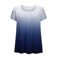 thumbnail image 4 of Seductiva Women's Slim-Fit Short Sleeve T-Shirt Tops for Women Trendy Petal Sleeves Pleated Crew Neck Tunic Blouses Cute Floral Gradient Graphic Tees Summer Shirts Fashion Basic Tees Basic Tees, 4 of 4