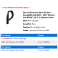 thumbnail image 2 of Fan and Alternator Multi Rib Belt - Compatible with 2002 - 2007 Western Star 4900EX 14.6L 6-Cylinder Diesel 2003 2004 2005 2006, 2 of 2