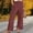 Wine, variant on Juslio Women Pants High Waist Side Opening Casual Elastic Waist Linen with Pockets Straight Leg Pants L