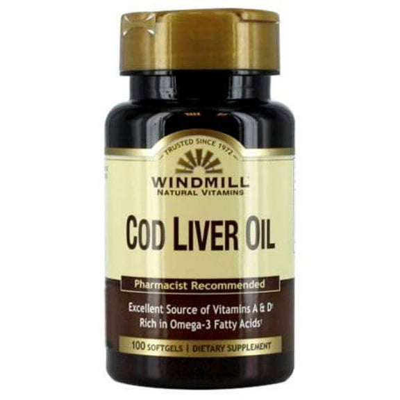 Windmill Natural vitamins Cod Liver Oil Softgels, 100 Each