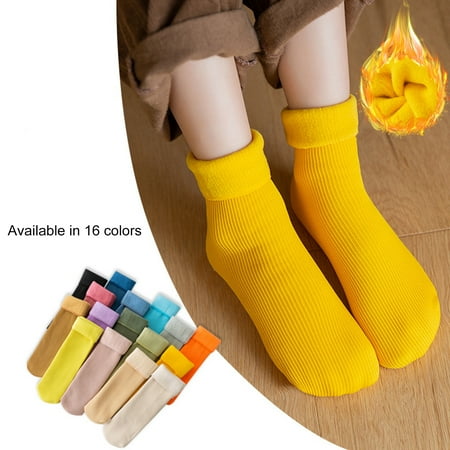 

1 Pair Kid Socks Middle-tube Fleece Lining Not Tight Anti-slip Non-allergenic Keep Warm Autumn Winter Thicken T