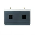 thumbnail image 6 of Gazsi 60" Double Bathroom Vanity Set in Charcoal Blue with Grain White Composite Stone Countertop without Mirror, 6 of 9