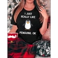 thumbnail image 1 of Motif Pingouin Anglais Imprimé Mode Femme Col Rond Manches Courtes, T-Shirt de Sport Simple et Décontracté, Haut d'Été Confortable pour les Vacances, 1 of 8