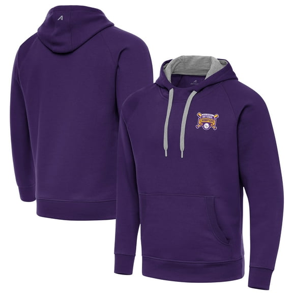 Men's Antigua Purple LSU Tigers 2025 NCAA Baseball Men's College World Series National Champions Victory Pullover Hoodie