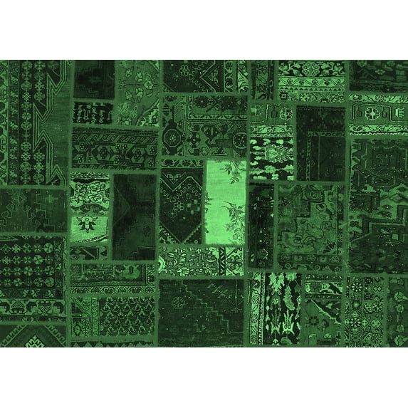 Ahgly Company Indoor Rectangle Oriental Emerald Green Modern Area Rugs, 7' x 10'