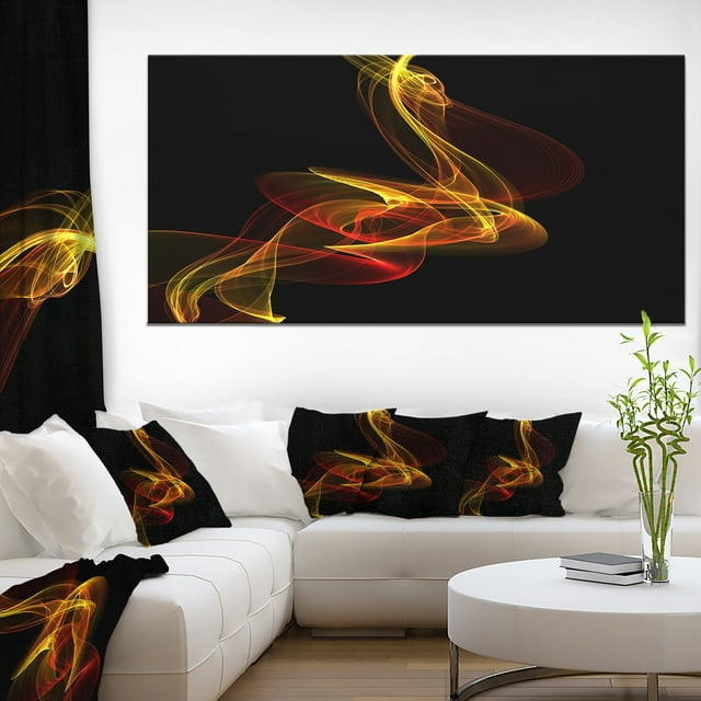 Red Yellow Twisted Waves Fractal - Large Abstract Canvas Wall Art