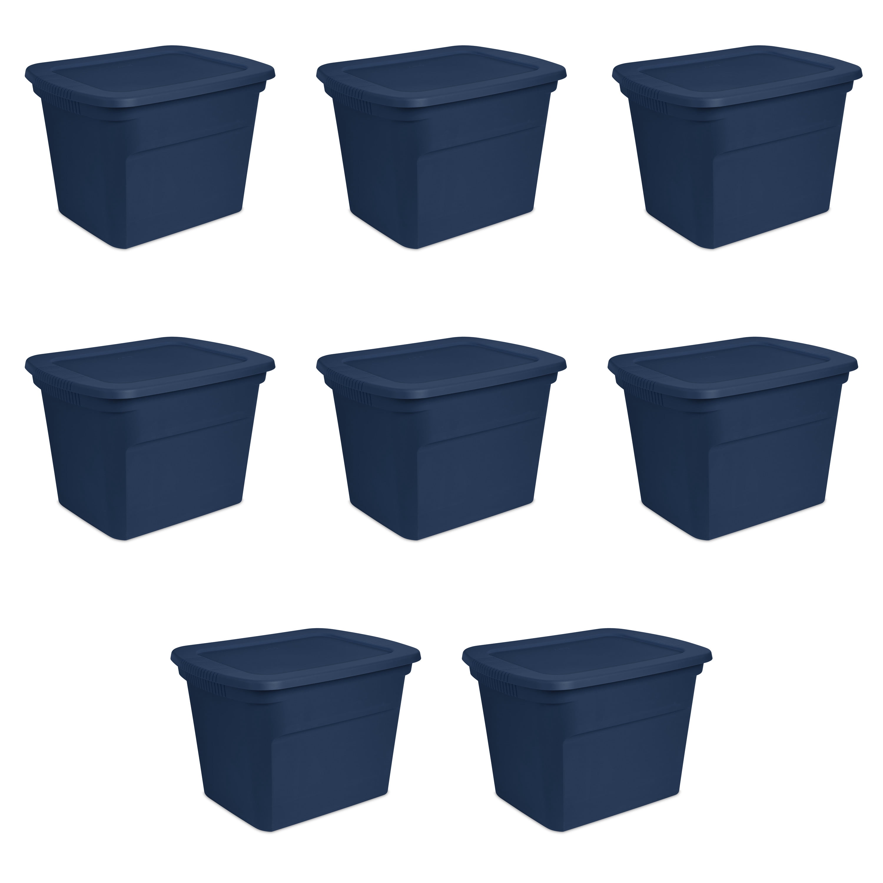 Sterilite Lidded Stackable 18 Gallon Storage Tote Container, Marine Blue