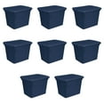 thumbnail image 2 of Sterilite Lidded Stackable 18 Gallon Storage Tote Container, Marine Blue, 2 of 7
