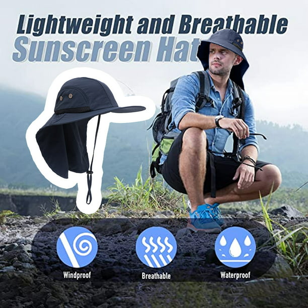 Outdoor Sun Hat for Men with UV Protection Cap Wide Brim Fishing Hat with  Neck Flap, for Dad 