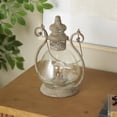 thumbnail image 2 of DecMode Bronze Metal Scroll Decorative Candle Lantern with Arched Handle, 2 of 9