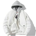 thumbnail image 2 of VBTAPA Mens Bomber Rain Jacket 2026 Winter Casual Quilted Jacket Windproof Padded Jackets Long Sleeve Zip Up Hoodie Coats with Detachable Hood White M, 2 of 7