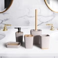 thumbnail image 3 of Juego de baño, cepillo de baño de bambú, dispensador de jabón para baño, caja de jabón, soporte para cepillo de dientes, artículos de tocador, 3 of 5