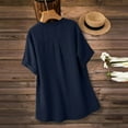 thumbnail image 5 of Babcutegg Womens Cotton Linen Shirts Casual Fashion Breathable Summer Light with Button Crew Neck Summer Spring Tee for Women Navy Size M, 5 of 6